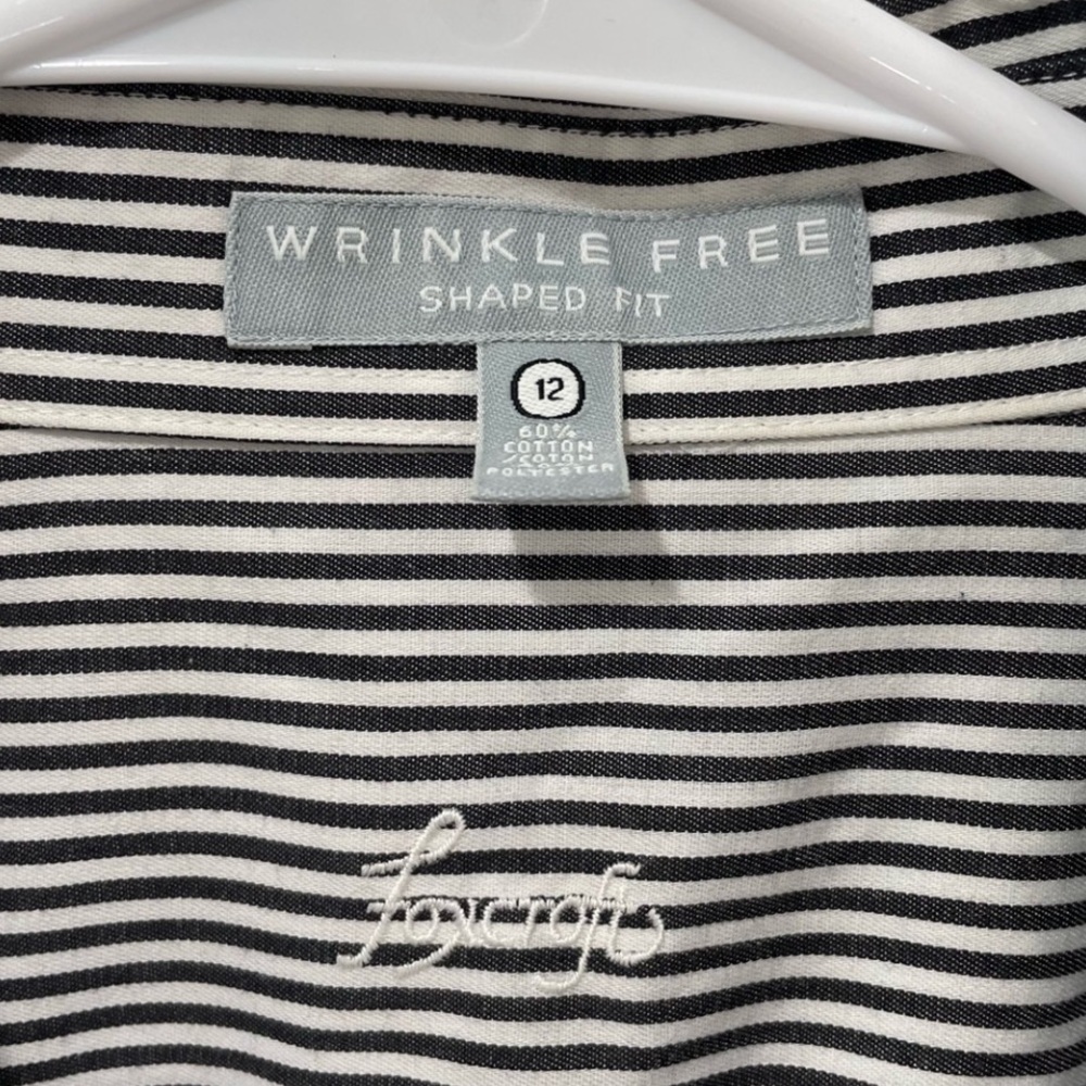 Foxcroft Striped Shaped Fit Wrinkle Free Button Up - Picture 7 of 9